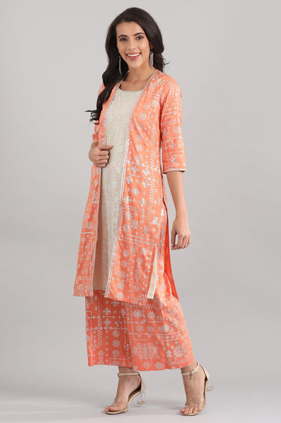 Disha's favourite Peach Round Neck Liva kurta