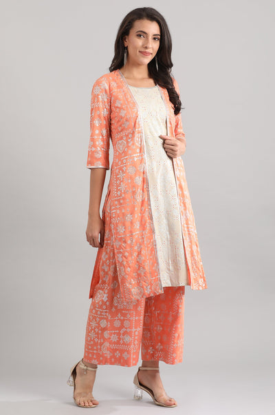 Disha's favourite Peach Round Neck Liva kurta
