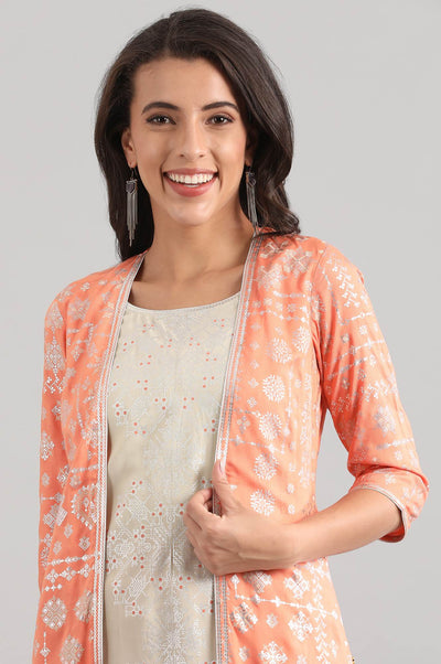 Disha's favourite Peach Round Neck Liva kurta