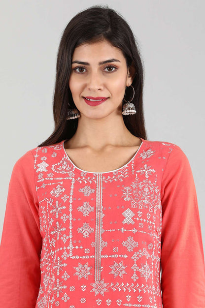 Coral Round Neck Printed kurta