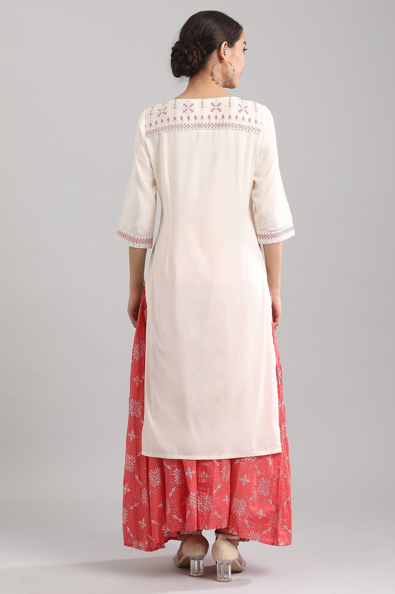 Off-White Round Neck Printed kurta