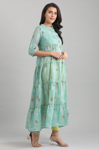 Green Band Collar A-Line kurta