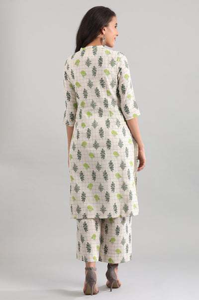 Disha Patani's Natural Band Collar Printed kurta
