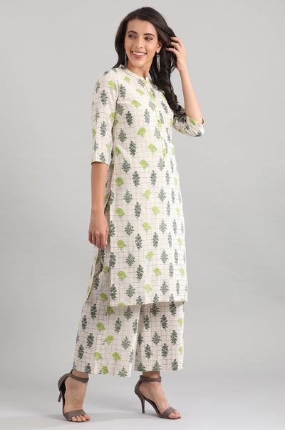 Disha Patani's Natural Band Collar Printed kurta