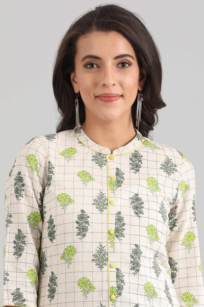 Disha Patani's Natural Band Collar Printed kurta