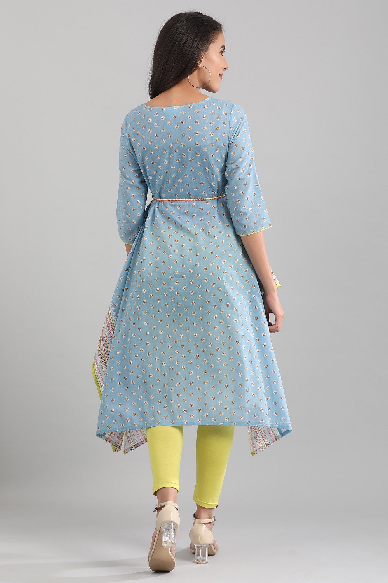 Blue Round Neck Printed kurta