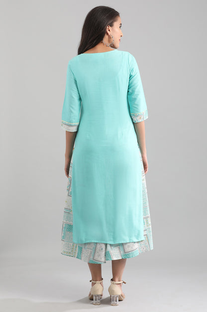 Green Round Neck Printed kurta