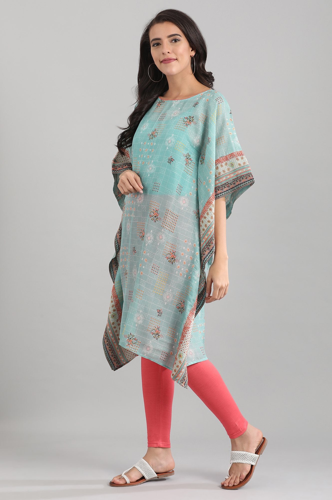 Green Round Neck Kaftan kurta