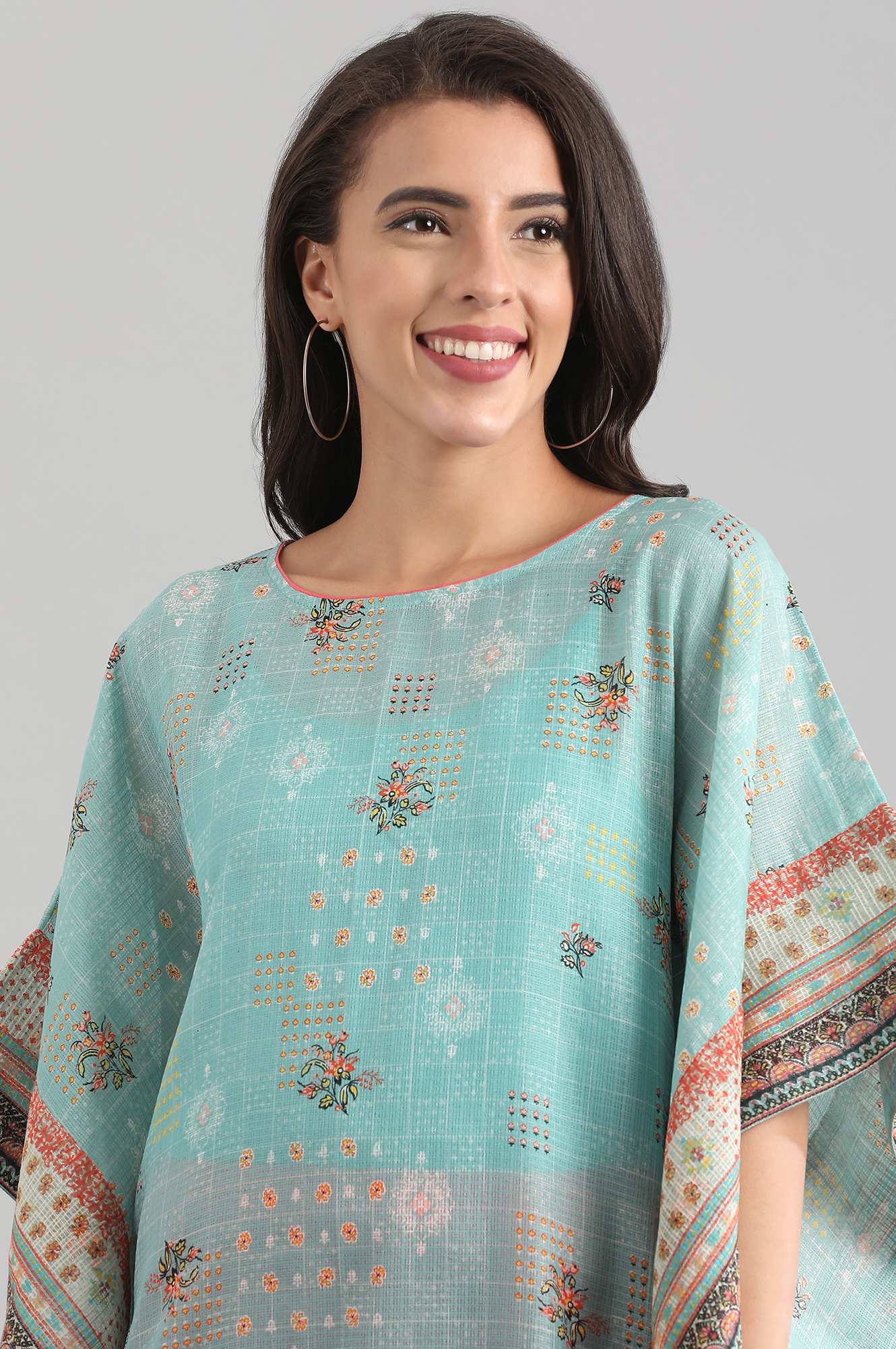 Green Round Neck Kaftan kurta