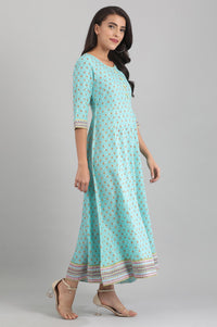 Green Round Neck Printed Liva Jumpsuit