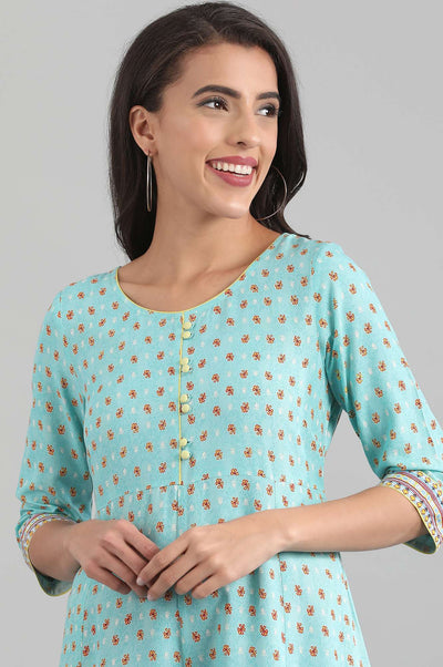 Green Round Neck Printed Liva Jumpsuit