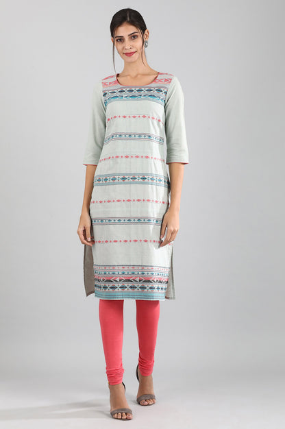 Off-White Round Neck Yarn-dyed kurta