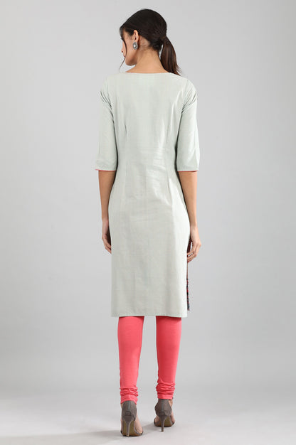 Off-White Round Neck Yarn-dyed kurta