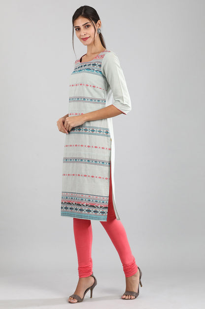 Off-White Round Neck Yarn-dyed kurta