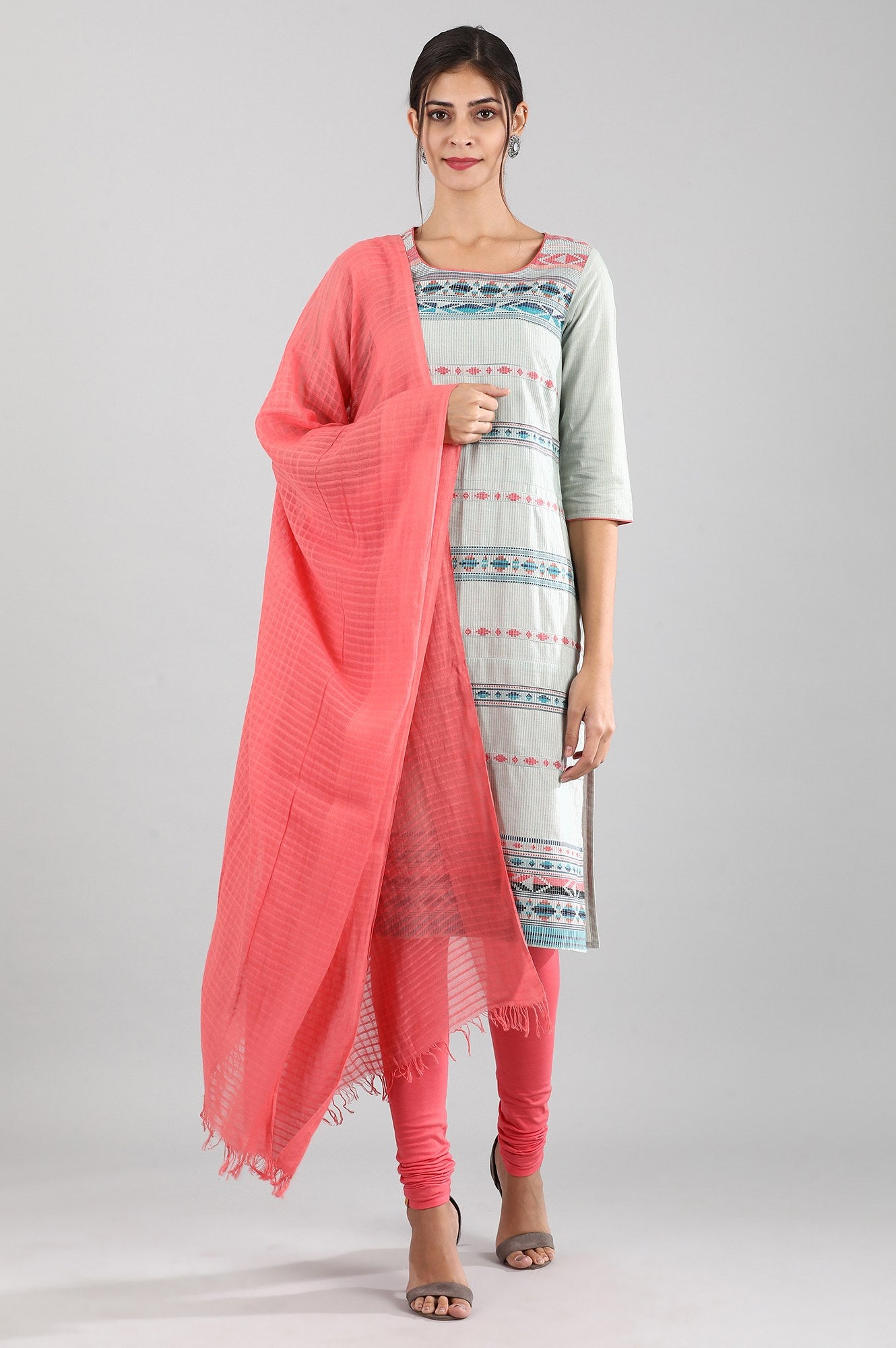 Off-White Round Neck Yarn-dyed kurta