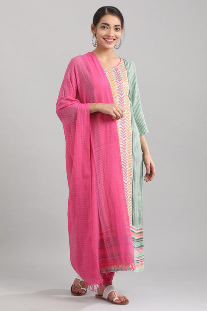 Green Round Neck Yarn-dyed Liva kurta