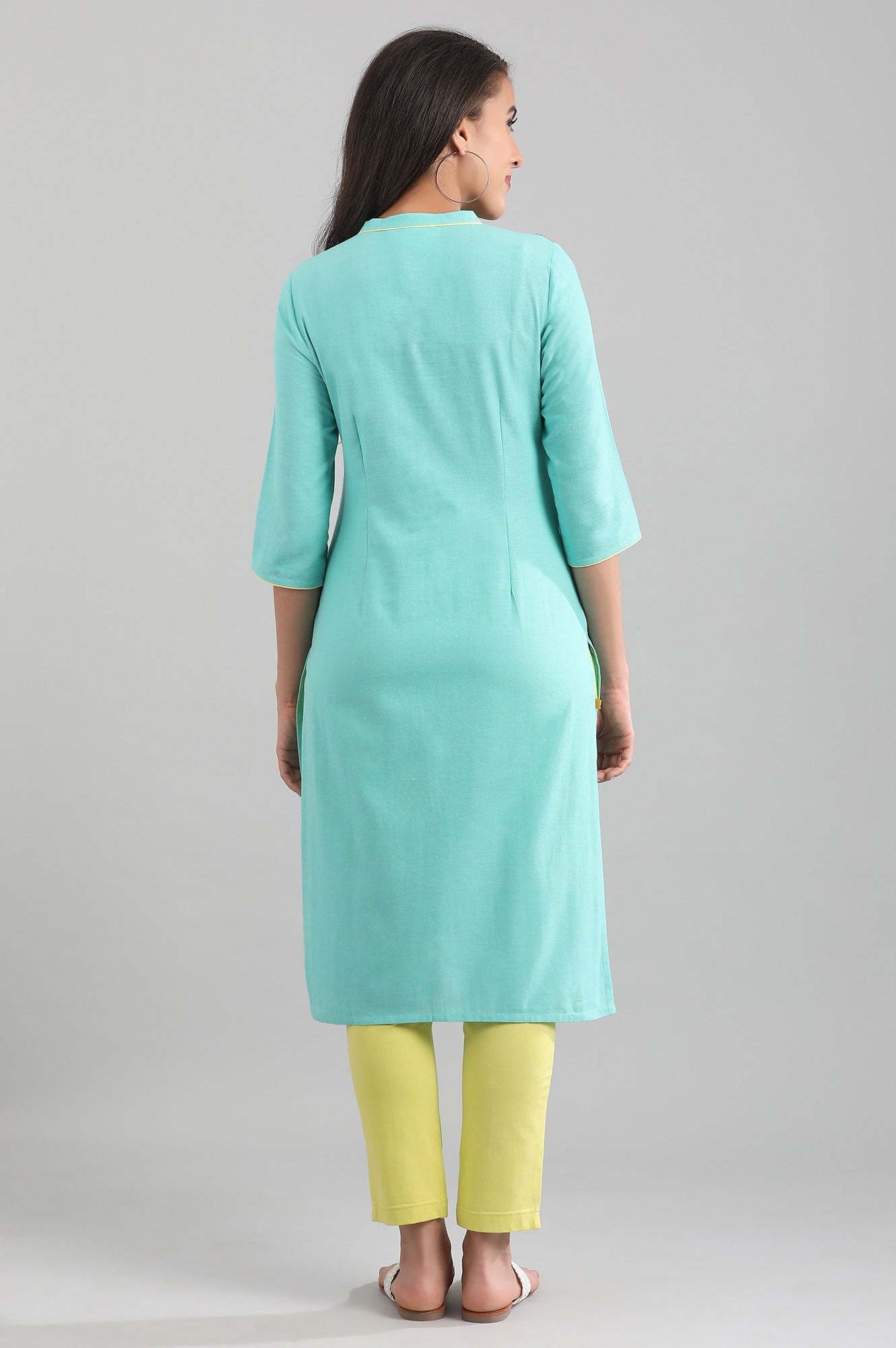 Blue Band Collar Yarn-dyed kurta