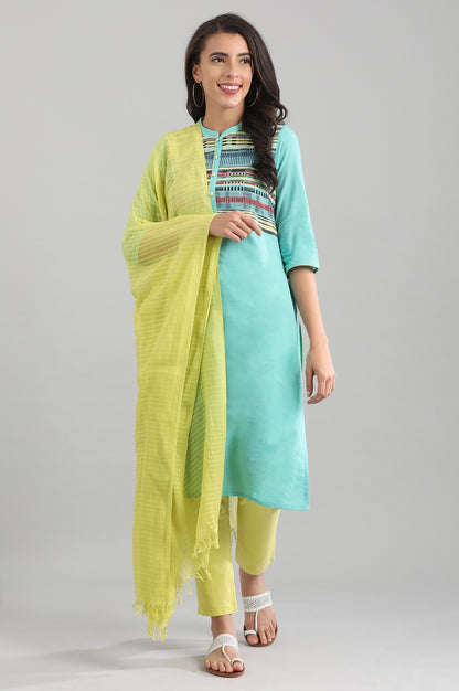 Blue Band Collar Yarn-dyed kurta