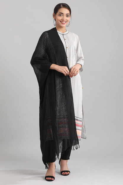 Grey Round Neck Yarn-dyed Liva kurta