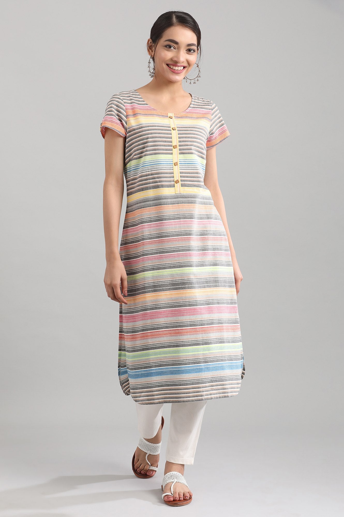 Multicolor Round Neck Yarn-dyed kurta