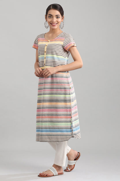 Multicolor Round Neck Yarn-dyed kurta