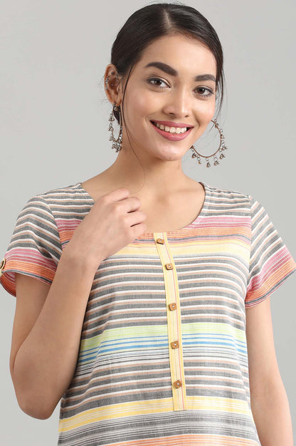 Multicolor Round Neck Yarn-dyed kurta