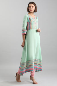 Green Round Neck Yarn-dyed kurta