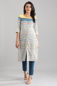 Grey Round Neck Yarn-dyed Reversible kurta