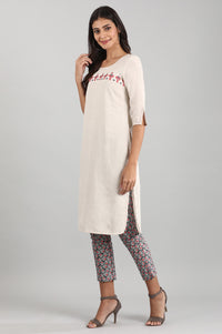 Natural Round Neck Solid kurta