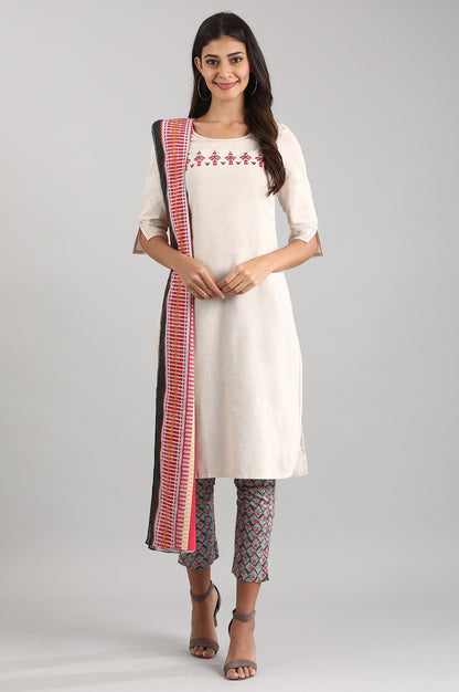 Natural Round Neck Solid kurta