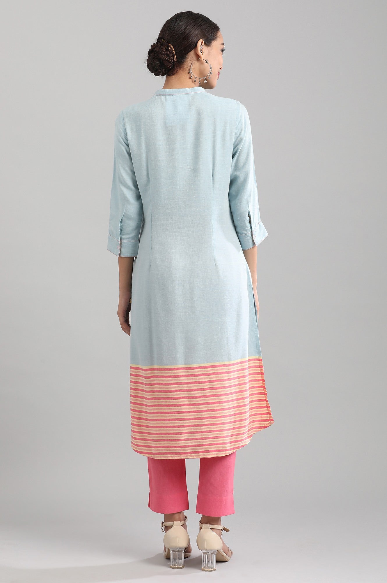 Blue Band Collar Yarn-dyed Liva kurta