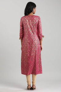 Pink Round Neck Printed kurta