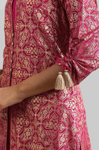 Pink Round Neck Printed kurta
