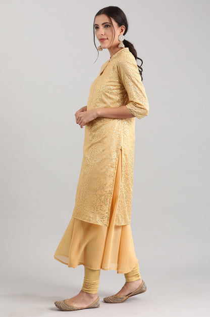 Golden Band Collar Printed kurta