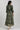 Green Band Collar Printed Dress