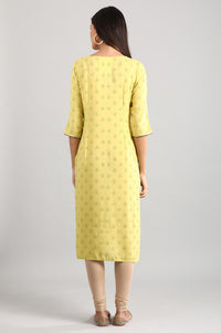Blue Round Neck Printed Liva kurta