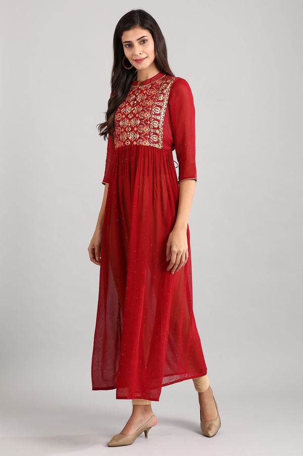 Disha Patani's Red Embroidered Dress