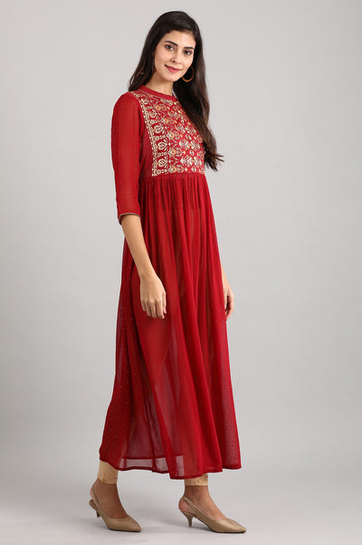 Disha Patani's Red Embroidered Dress
