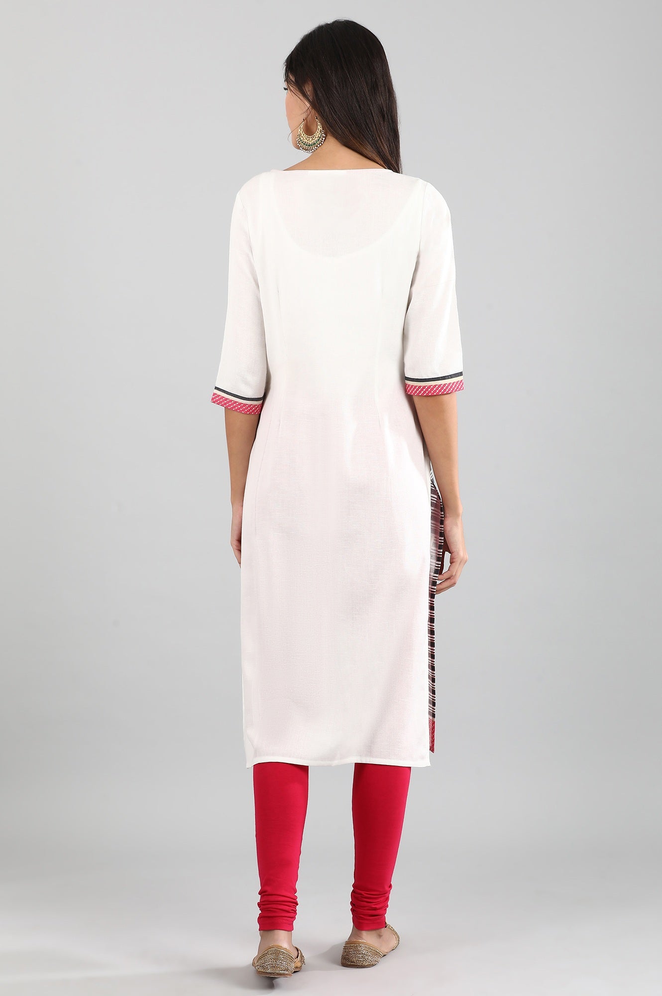 Off-White Round Neck Printed Liva kurta