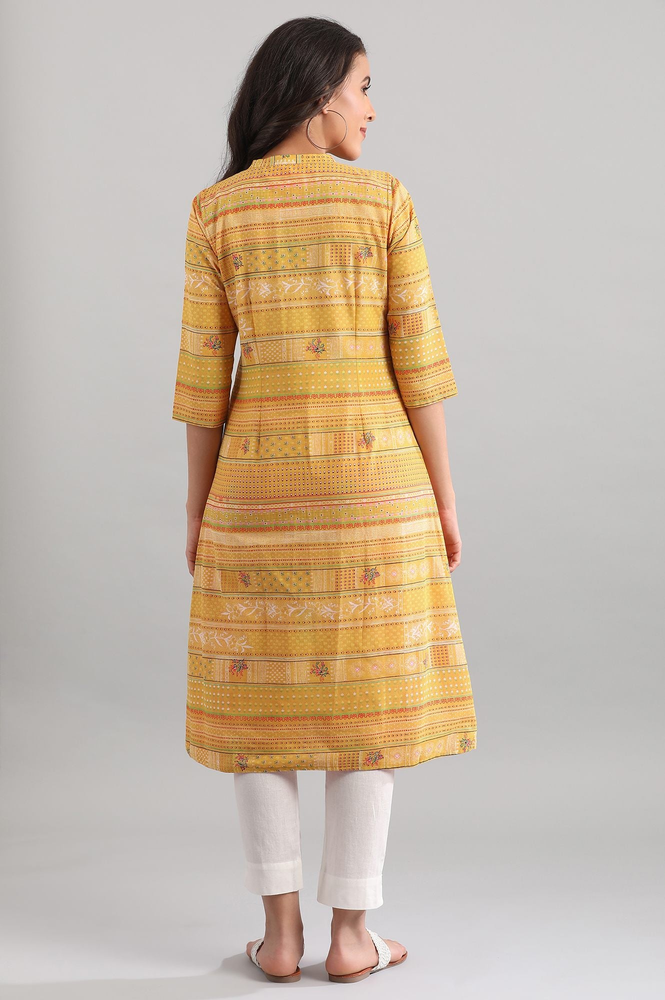 Yellow Band Collar Reversible kurta