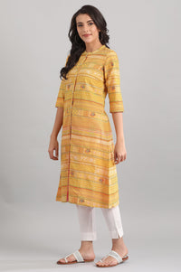 Yellow Band Collar Reversible kurta