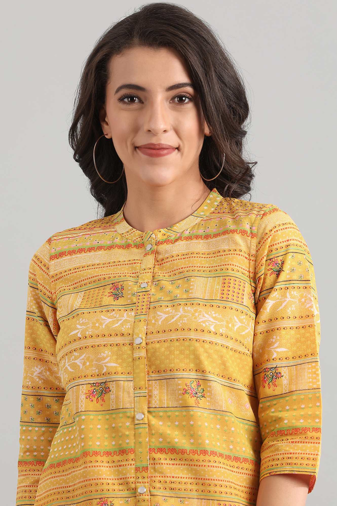 Yellow Band Collar Reversible kurta