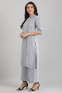 Blue Band Collar Striped kurta