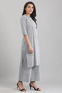 Blue Band Collar Striped kurta