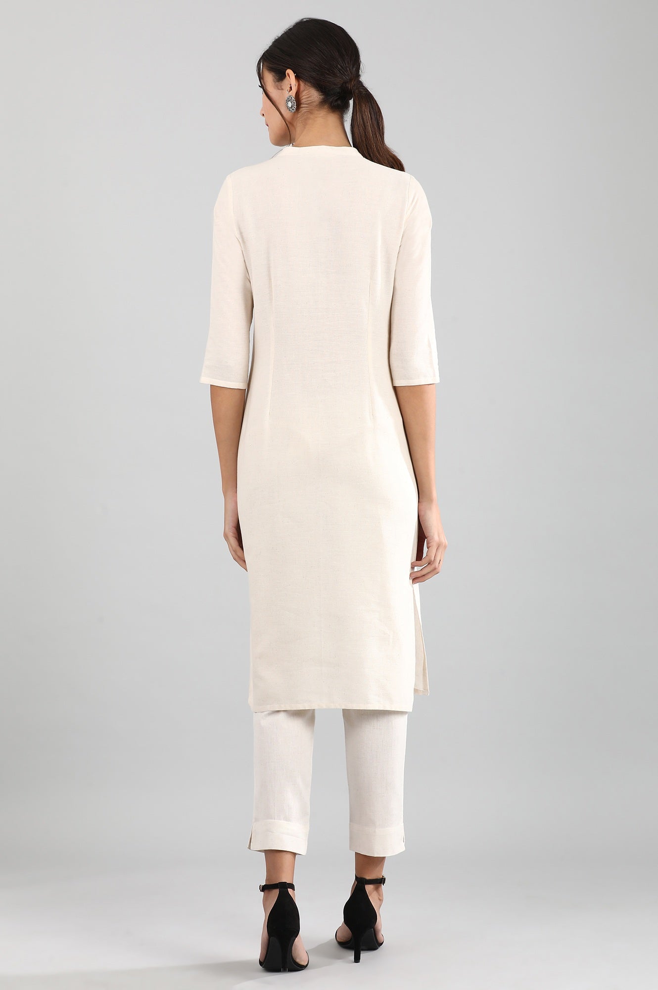 Natural Round Neck Solid kurta