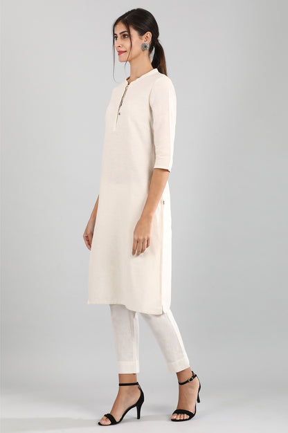 Natural Round Neck Solid kurta