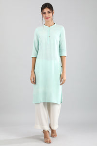 Light Blue Round Neck Solid kurta