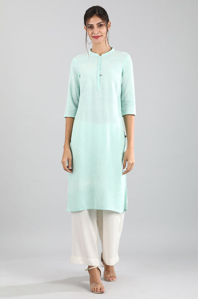 Light Blue Round Neck Solid kurta