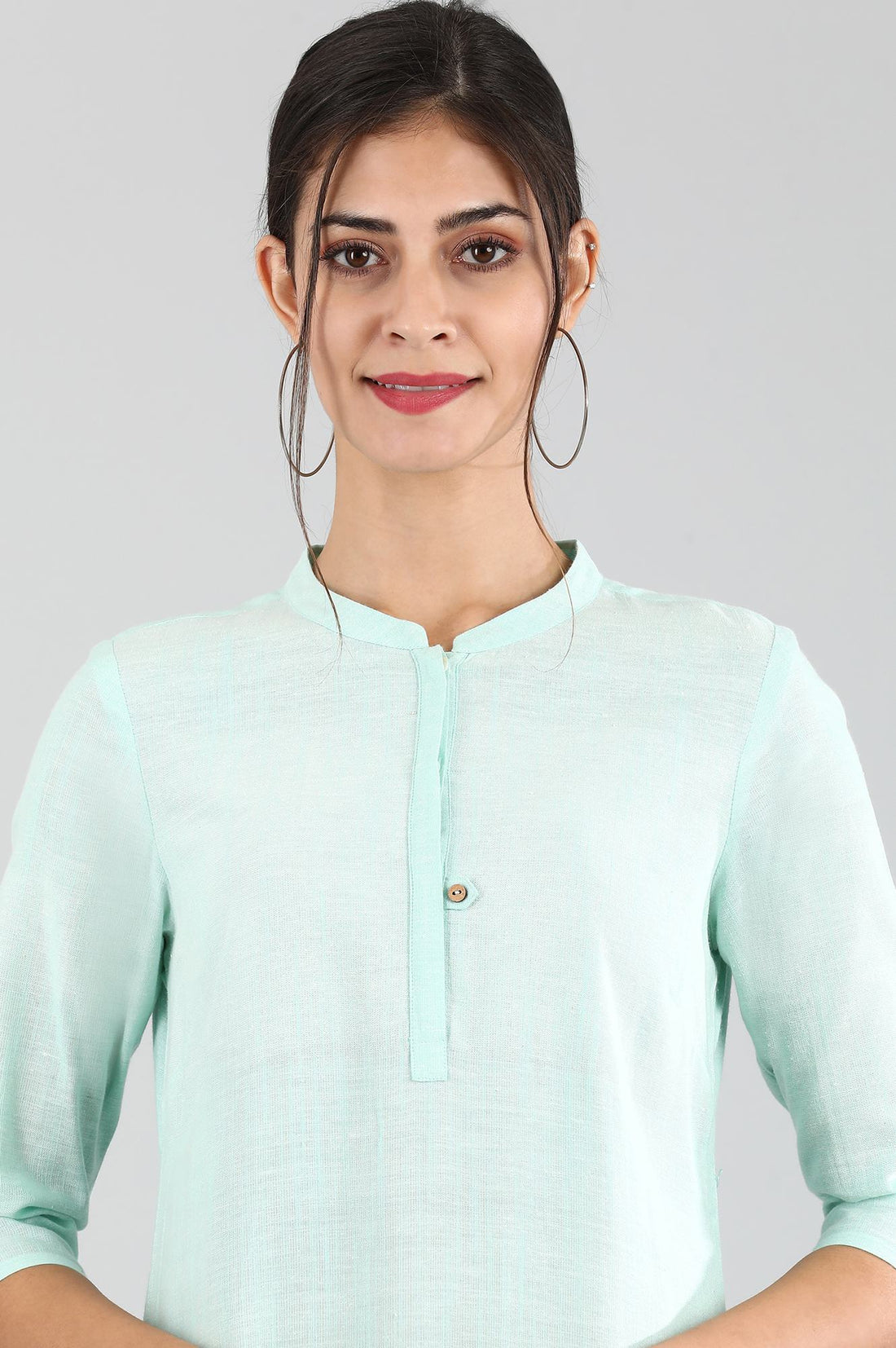 Light Blue Round Neck Solid kurta