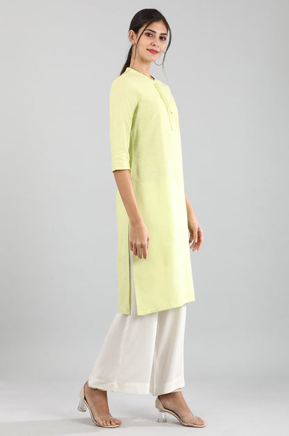 Light Green Round Neck Solid kurta